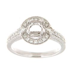 Genuine 14K White Gold 0.46CTW Diamond Semi Mount Ring - REF-75Y2Z