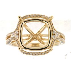 Genuine 14K Yellow Gold 0.46CTW Diamond Semi Mount Ring - REF-84Z2T
