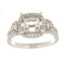 Genuine 14K White Gold 0.43CTW Diamond Semi Mount Ring - REF-71T5K