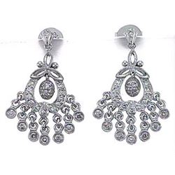 Genuine 18K White Gold 0.41CTW Diamond Earring - REF-89W9G