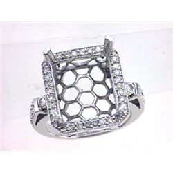 Genuine 14K White Gold 0.7CTW Diamond Semi Mount Ring - REF-88M8F