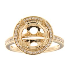 Genuine 14K Yellow Gold 0.27CTW Diamond Semi Mount Ring - REF-64R3H