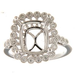 Genuine 14K White Gold 0.22CTW Diamond Semi Mount Ring - REF-57Z3T