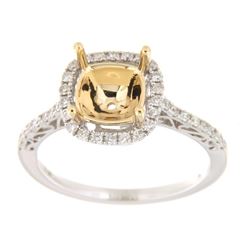 Genuine 14K White Gold 0.33CTW Diamond Semi Mount Ring - REF-52Z4T