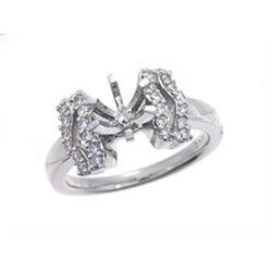 Genuine 18K White Gold 0.3CTW Diamond Semi Mount Ring - REF-87K8R