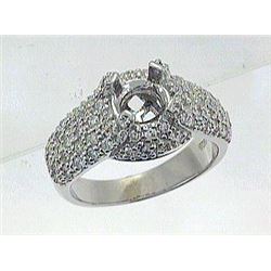 Genuine 18K White Gold 0.82CTW Diamond Semi Mount Ring - REF-109H4W