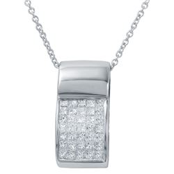 Genuine 14K White Gold 0.5CTW Diamond Pendant w/ Chain - REF-41W4G
