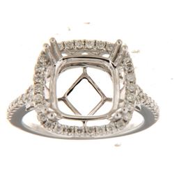 Genuine 14K White Gold 0.53CTW Diamond Semi Mount Ring - REF-83W3G