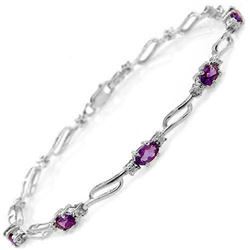 2.96 ctw Amethyst & Diamond Bracelet Jewelry 14KT White Gold