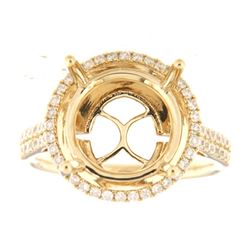 Genuine 14K Yellow Gold 0.42CTW Diamond Semi Mount Ring - REF-82Z7T