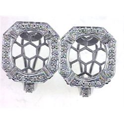 Genuine 14KWhite Gold 0.84CTW Diamond Semi-Mount Earrings - REF-120H6W
