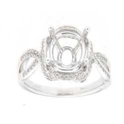 Genuine 14K White Gold 0.38CTW Diamond Semi Mount Ring - REF-62Z6T