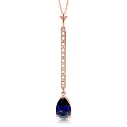 1.80 ctw Sapphire & Diamond Necklace Jewelry 14KT Rose Gold