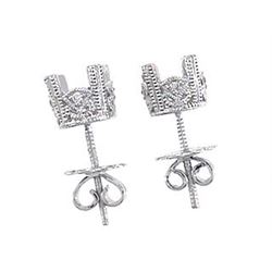 Platinum 0.08CTW Diamond Semi-Mount Earrings - REF-73X3Y