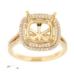 Genuine 14K Yellow Gold 0.71CTW Diamond Semi Mount Ring - REF-103K3R