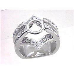 Genuine 18K White Gold 0.81CTW Diamond Semi Mount Ring - REF-208Z4T
