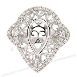 Genuine 14K White Gold 0.51CTW Diamond Semi Mount Ring - REF-83T2K