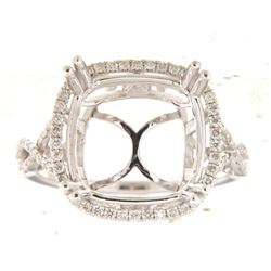 Genuine 14K White Gold 0.41CTW Diamond Semi Mount Ring - REF-72Y2Z