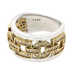 Genuine 18K Two Tone Gold 0.59CTW Diamond Fashion Ring - REF-160T7K