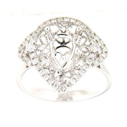 Genuine 14K White Gold 0.42CTW Diamond Semi Mount Ring - REF-70G9M
