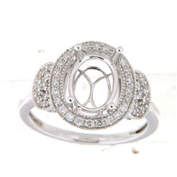 Genuine 14K White Gold 0.33CTW Diamond Semi Mount Ring - REF-56Y5Z