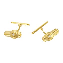 Genuine 0.1 TCW 18K Yellow Gold Ladies Cuff Links - REF-108R3H