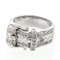Genuine 18K White Gold 0.67CTW Diamond Fashion Ring - REF-142N6A