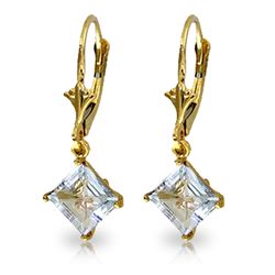 3.2 ctw Aquamarine Earrings Jewelry 14KT Yellow Gold