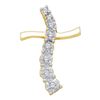 Image 1 : 0.10CT Diamond Cross 10KT Pendant Yellow Gold