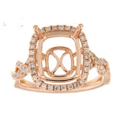 Genuine 14K Rose Gold 0.53CTW Diamond Semi Mount Ring - REF-79Y7Z