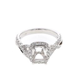 Genuine 14K White Gold 0.48CTW Diamond Semi Mount Ring - REF-73T3K