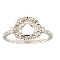 Genuine 14K White Gold 0.48CTW Diamond Semi Mount Ring - REF-62N6A