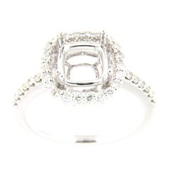 Genuine 14K White Gold 0.43CTW Diamond Semi Mount Ring - REF-62G8M