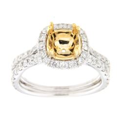 Genuine 14K Two Tone Gold 1.32CTW Diamond Semi Mount Ring - REF-133T6K