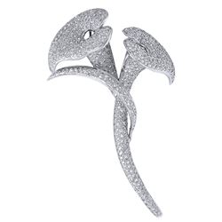 Genuine 3.53 TCW 18K White Gold Ladies Brooch - REF-392W2G