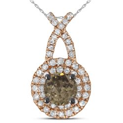 0.50CTW White and Champagne Diamond Anniversary 14KT Pendant Rose Gold