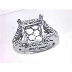 Genuine 14K White Gold 0.62CTW Diamond Semi Mount Ring - REF-92Z5T