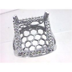 Genuine 14K White Gold 0.4CTW Diamond Semi Mount Ring - REF-81Y8Z