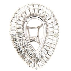 Genuine 14K White Gold 2.15CTW Baguette Semi Mount Ring - REF-284N8A