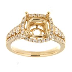 Genuine 14K Yellow Gold 0.7CTW Diamond Semi Mount Ring - REF-94T2K