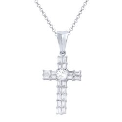Genuine 0.67 TCW 14K White Gold Ladies Necklace - REF-79K2R