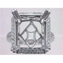 Genuine 14K White Gold 0.65CTW Diamond Semi Mount Ring - REF-79Z6T