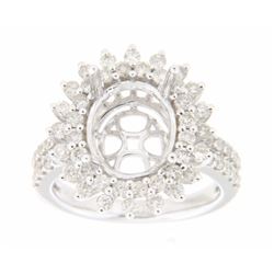 Genuine 14K White Gold 1.26CTW Diamond Semi Mount Ring - REF-120R3H