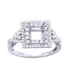 Genuine 14K White Gold 0.44CTW Diamond Semi Mount Ring - REF-46N7A