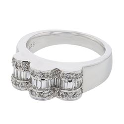 Genuine 14K WhiteGold 0.82CTW Baguette Fashion Ring - REF-143Y9Z