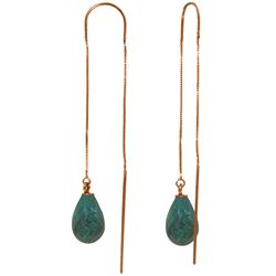 6.6 ctw Green Sapphire Corundum Earrings Jewelry 14KT Rose Gold