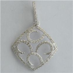 Genuine 14K White Gold 0.14CTW Diamond Pendant - REF-15R5H