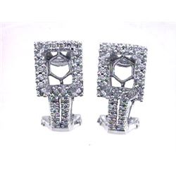 Genuine 14KWhite Gold 0.58CTW Diamond Semi-Mount Earrings - REF-86R8H