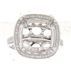 Genuine 14K White Gold 0.34CTW Diamond Semi Mount Ring - REF-79Y2Z