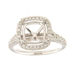 Genuine 14K White Gold 0.69CTW Diamond Semi Mount Ring - REF-88R8H